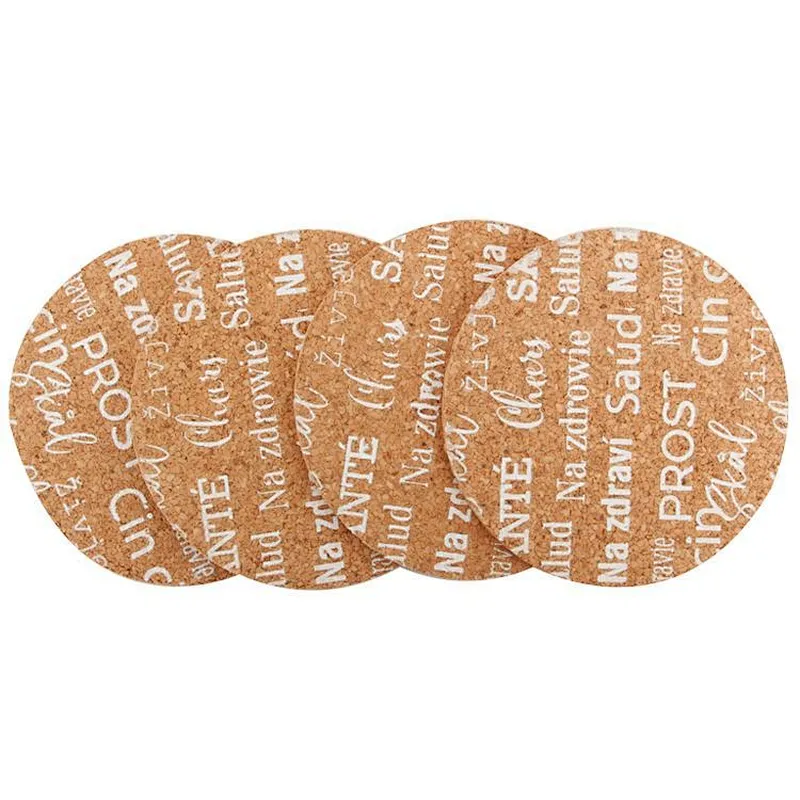 Wholesale Custom Fashion Cork Drink Coaster Anti Slip Coffee Cup Mat Heat Insulation 4 pcs Pad Bowl set