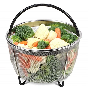 stainless steel steamer basket with Silicone Handle