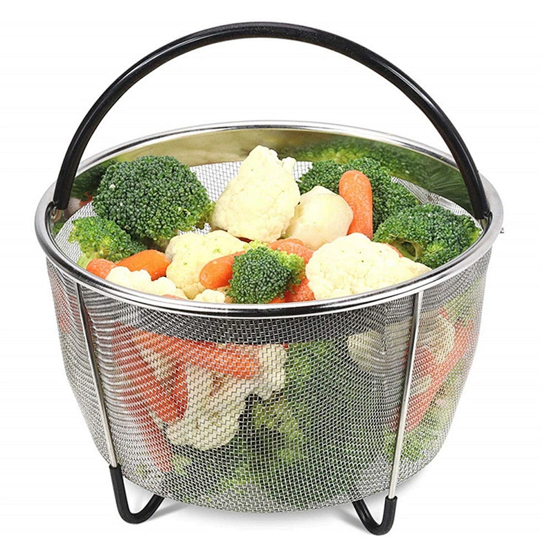 stainless steel steamer basket with Silicone Handle