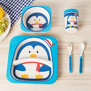 Bamboo fibre 5-piece cartoon printed children dinner set Bamboo fiber kids set