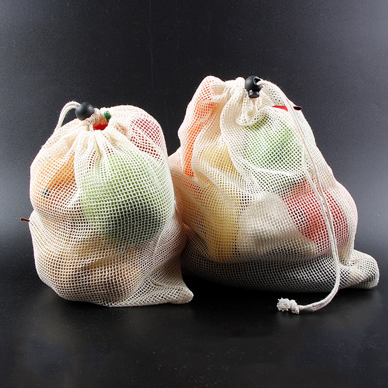 Best Reusable Mesh Produce Bags from 100% Organic Cotton Vegetable and Fruit Eco Friendly mesh pouch calico linen cotton bag