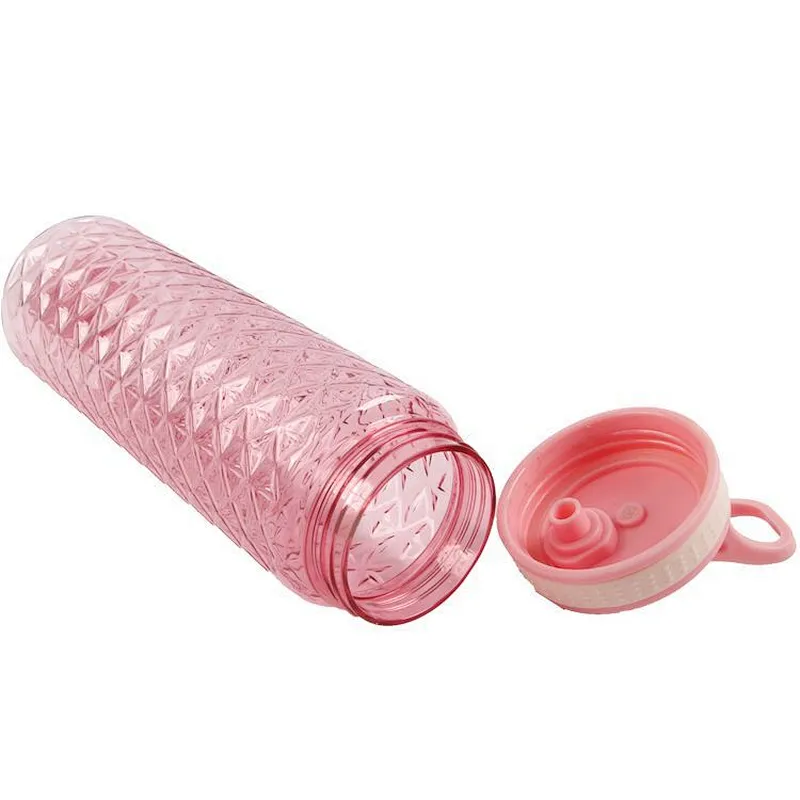 Eco friendly 700ml  large capacity  portable pink sport Plastic Water Bottle with straw