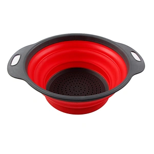 Union Source Food Grade Silicone 2pcs Collapsible Colander Strainers Set with Grip Handles