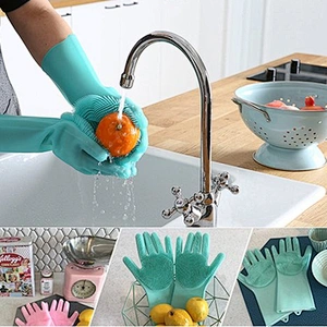 NEW design Reusable silicone cleaning brush scrubber gloves