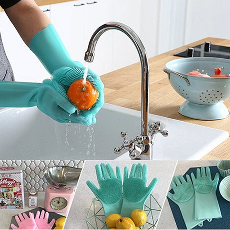 NEW design Reusable silicone cleaning brush scrubber gloves