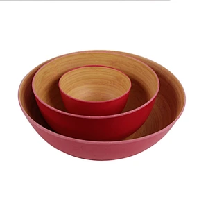 Best selling eco friendly round bamboo fibre fruit salad bowl set