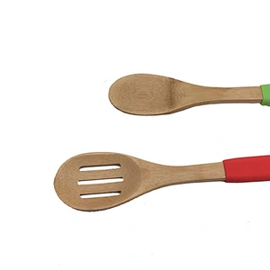Union Source Cooking utensils wholesale kitchen wooden bamboo spatula spoon with silicone handle