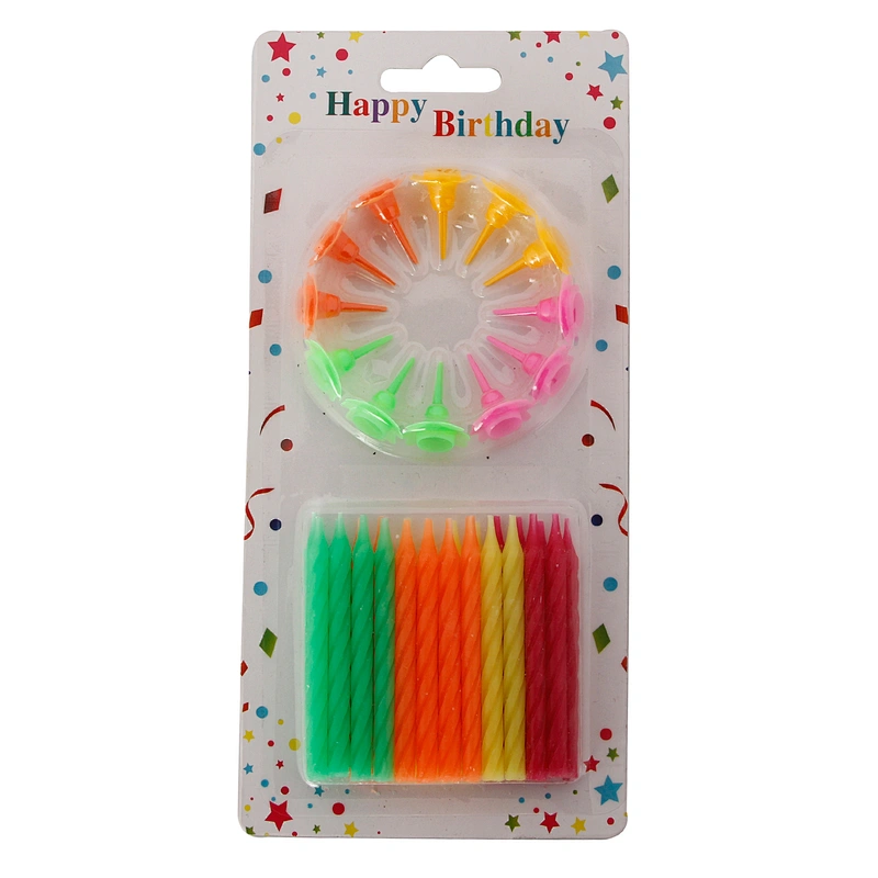 wholesale 24pcs pack unique spiral kids party happy birthday cake candles set with holders