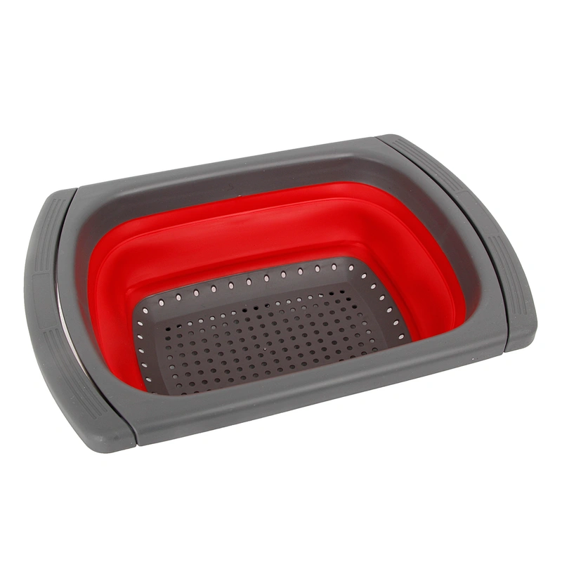 Collapsible expandable silicone kitchen fruit vegetable wasing folding drain basket with two handle