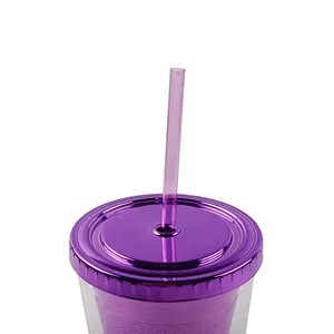 Chinese production BPA Free 16OZ cartoon Fish Tail Shape Double wall tumbler with metallic coating