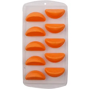 Hot saling multi purpose plastic cute orange shaped ice lattice reusable silicone ice cube mold tray