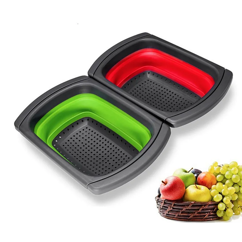 Union Source Collapsible Drain Basket/Silicone Expandable Folding Drain Basket Fruit Vegetable Washing