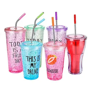 Union Source Folding metal stainless steel silicone straw With Cleaning Brushes