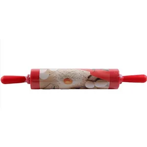 custom rotatable reusable baking tool bakeware christmas PP silicon rolling pin for home