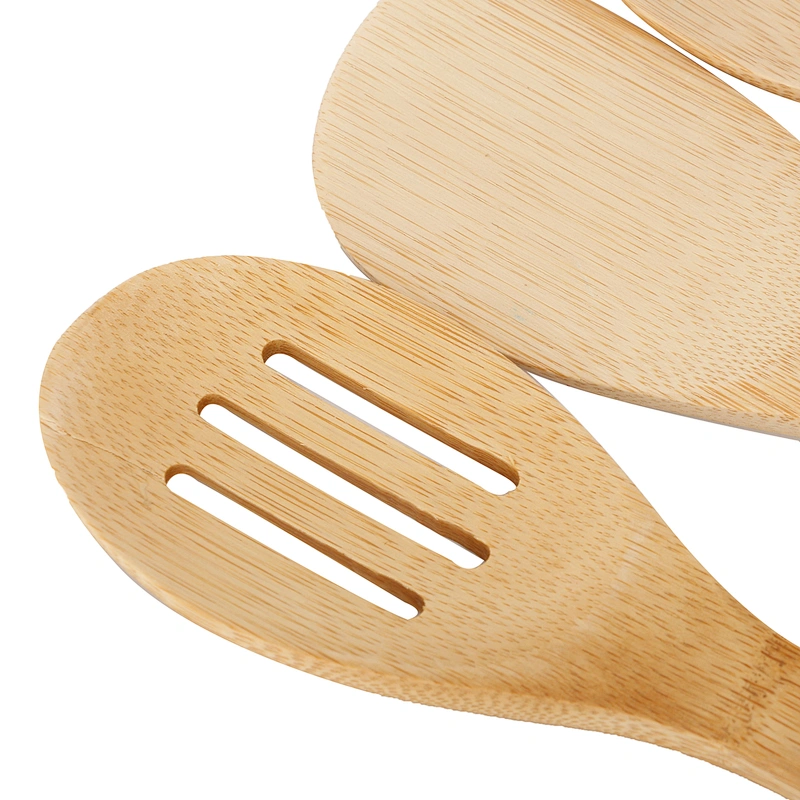 Natural kitchen set serving tools 5pcs set of bamboo cookware tools with multi-color handles