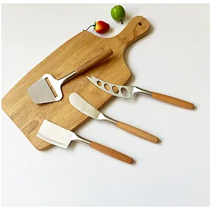 Unionsource 3 Pieces Kitchen Tool Stainless Cheese Spreader Knife Set With Bamboo Handle