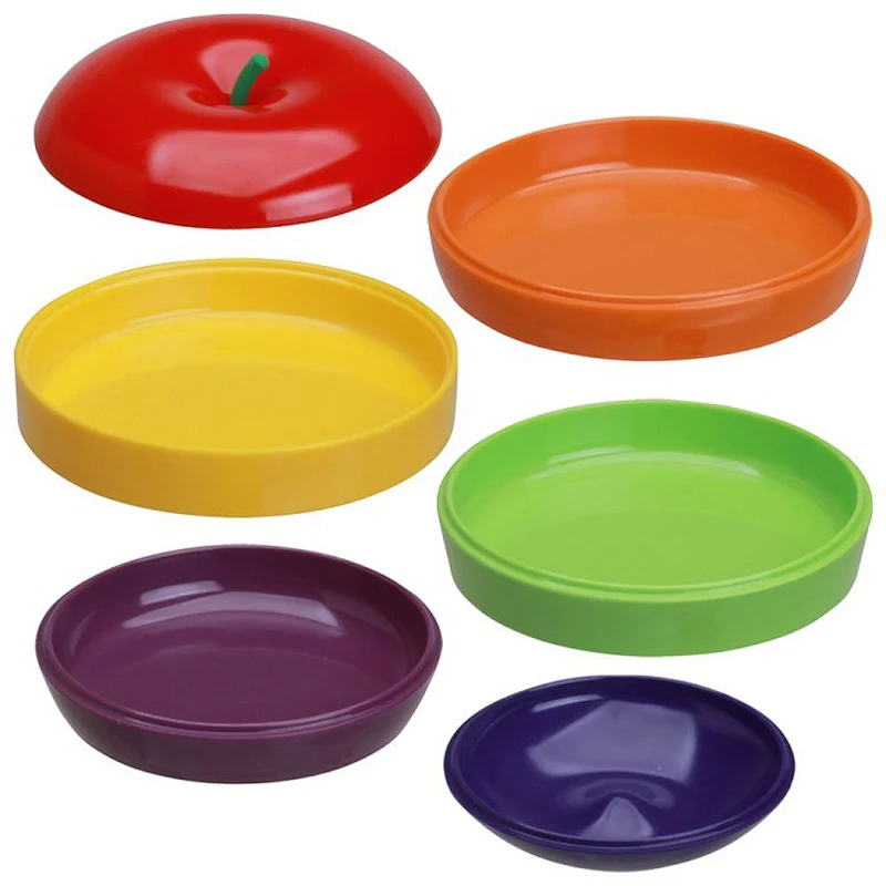 Colorful 5 layers apple Stackable Snack Plates/ bowls