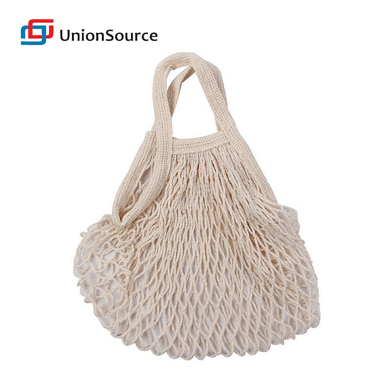 Custom washable reusable eco organic cotton string net mesh tote fruit grocery shopping bags
