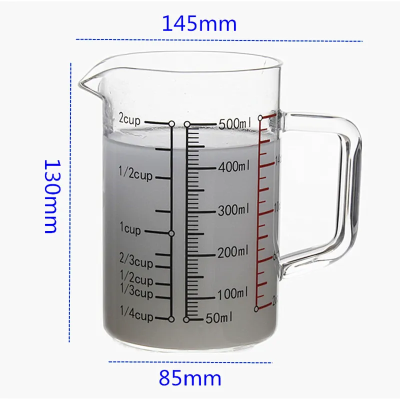 Union Source Transparent Function Of Measuring Glass Cups For Kitchen Cooking Baking