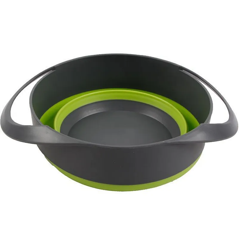 3 pcs  friendly food grade materials large Fruit vegetable drain basket colander space saving kitchen foldable silicone strainer