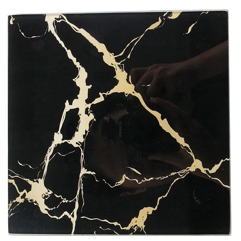 Union Source Kitchen square black marble printing tempered glass serving chopping board
