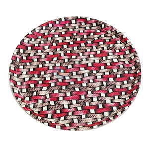 Hot Sale Chinese Manufacturers Baking Red Woven Printing Dishes Ceramic Porcelain Plates For Food