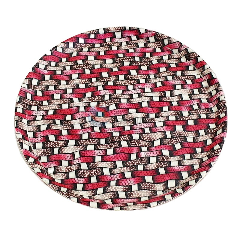 Hot Sale Chinese Manufacturers Baking Red Woven Printing Dishes Ceramic Porcelain Plates For Food