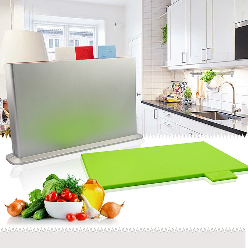 Union Source High quality eco- friendly four 4 color-coded plastic  kitchen chopping boards set  with holder