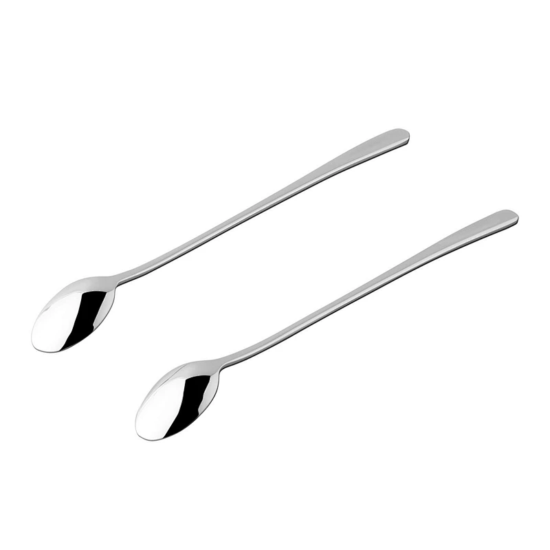 21New Product Wholesale Silver Skinny Kitchen Stainless Steel Cutlery Set Of 2 pcs Latte Spoon