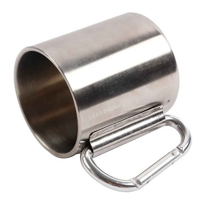 Low Price Outdoor Picnic Portable 220 Ml Manual Climbing Buckle Double Wall Tea Coffee Thermal Mug