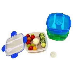 Union Source Wholesale stackable leakproof plastic 2 layer 4 compartment insulated lunch box for food storage