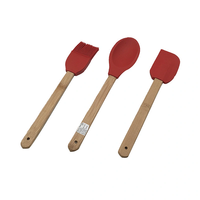 3PCS Kitchen Baking Tool Spatula Spoon Brush Silicone Cooking Utensil Set