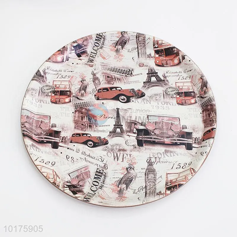 Low Price Household Restaurant Dinnerware Fashion Green Printed Butter Ceramic Plate Dish
