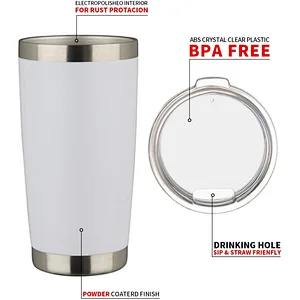 20oz Double Wall Stainless Steel Water Bottle Sublimation Tumbler Cups With Lid