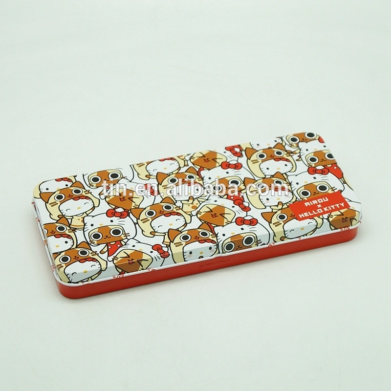 Kids Safe Custom Printed Metal Tin Pencil boxes with Hinge lid