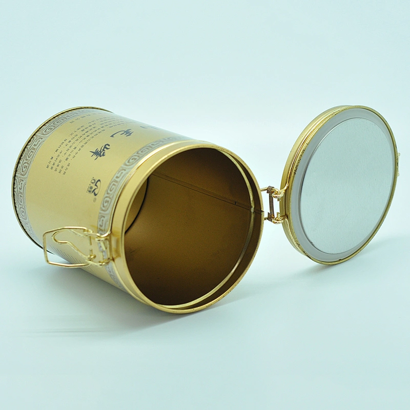 OEM round metal tin coffee canister with airtight lid