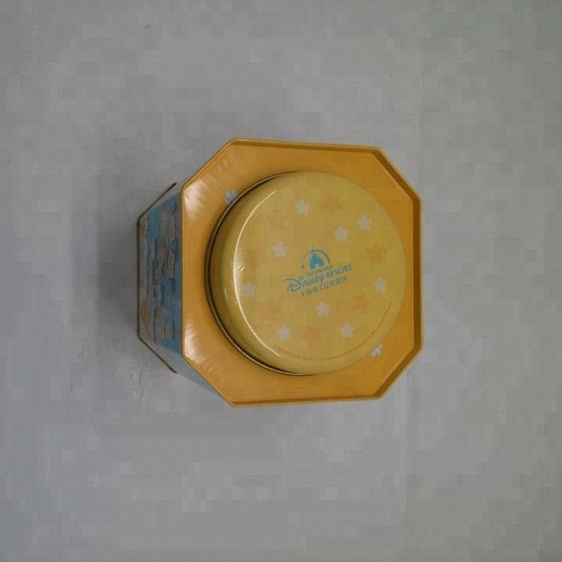 octagonal food storage metal tin box for tea bags and sugar