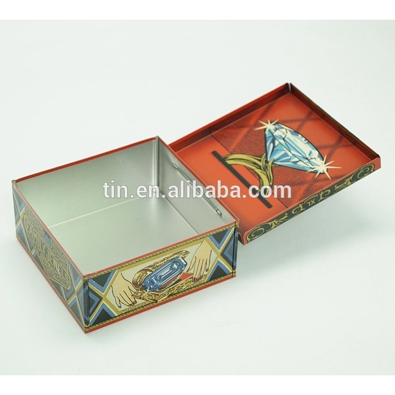 Vertical angle metal hinge tin box for gift packaging