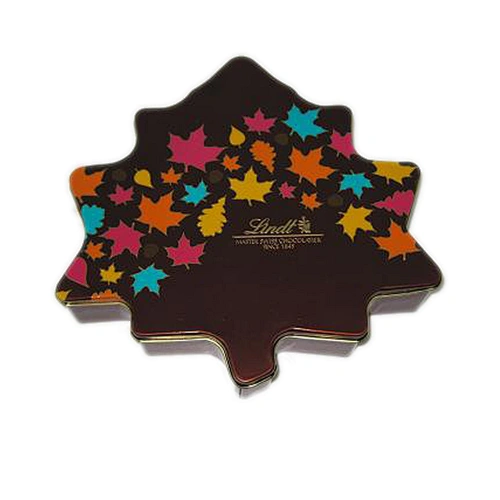 Shaped maple leaf food grade custom tin can for chocolate