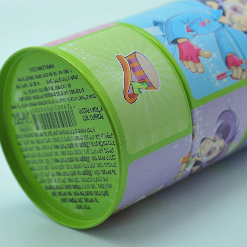 Novelty rotatable three section oem round tin coin box for children