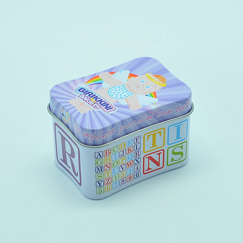 Small Purple Tin Box Small Upright Rectangle Gift Tin Box