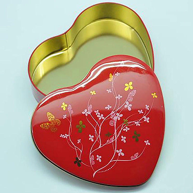 Candy Packaging Box Self Sealing Tin Cans Heart Tin Box