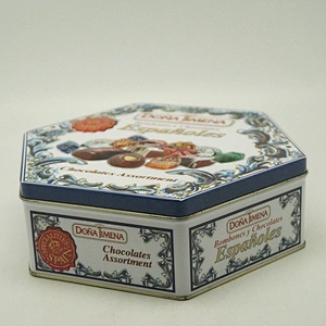 Special hexagonal metal biscuit tin for customization