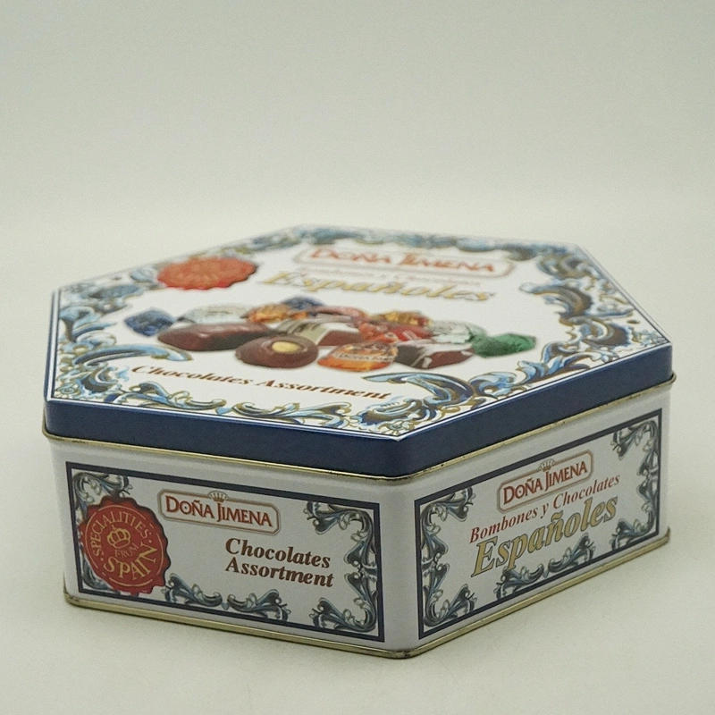 Special hexagonal metal biscuit tin for customization