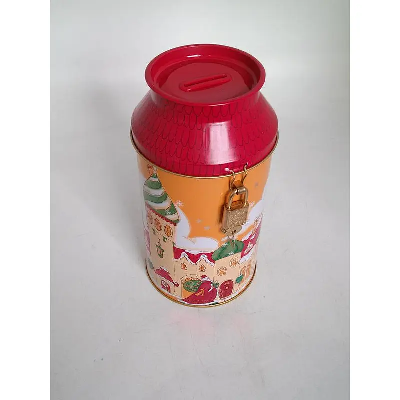 mike shaped coin box saving tin box with lock