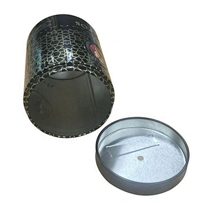 Light matte glossy black gold round tin canisters for tea