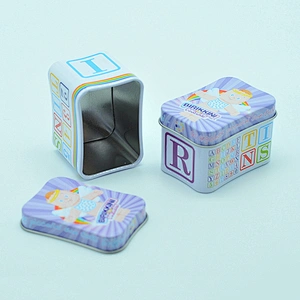 Small Purple Tin Box Small Upright Rectangle Gift Tin Box