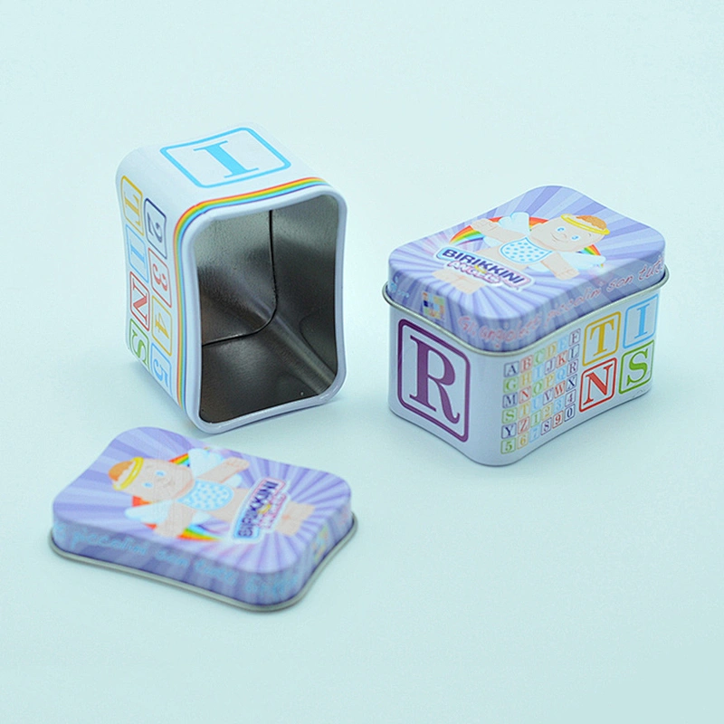 Small Purple Tin Box Small Upright Rectangle Gift Tin Box