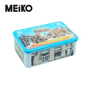 rectangular hinged tin can for biscuit and chocolates