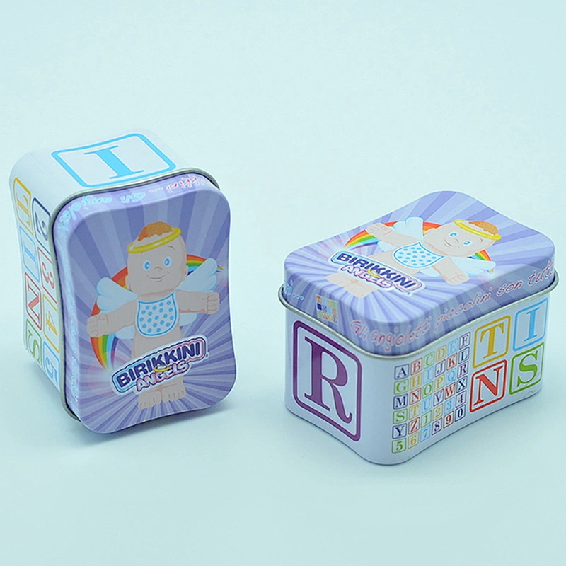 Small Purple Tin Box Small Upright Rectangle Gift Tin Box